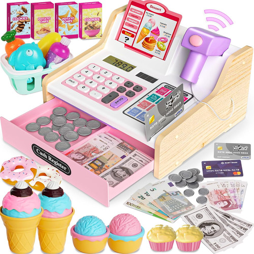 Wooden cash register - wooden, kids
