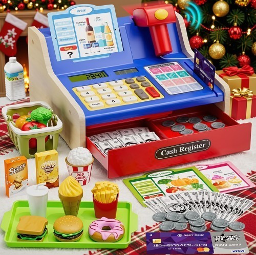 Wooden cash register for - for, kids