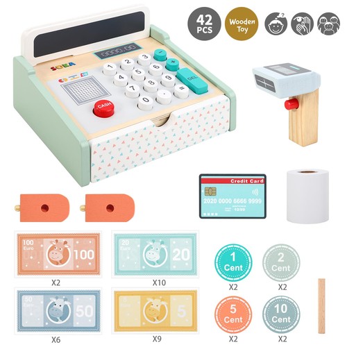 Wooden cash register toy kids - toy,